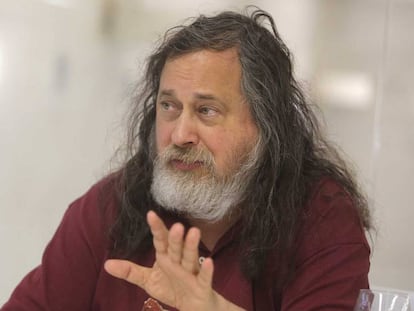 Richard Stallman, padre del software libre, este mi&eacute;rcoles durante la entrevista en San Sebasti&aacute;n.