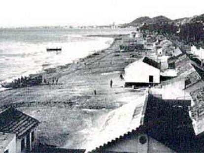 Playa de El palo (Málaga) en los años cuarenta.