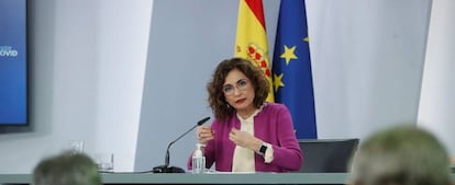 La ministra de Hacienda y portavoz del Gobierno, María Jesús Montero durante la rueda de prensa ofrecida tras la reunión del Consejo de Ministros.