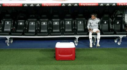 El jugador del Real Madrid Gareth Bale, en el banquillo.