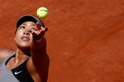 Osaka durante partida da primeira rodada em Roland Garros, no último domingo.