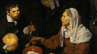 Vieja friendo huevos, cuadro de Diego Velázquez del año 1618.