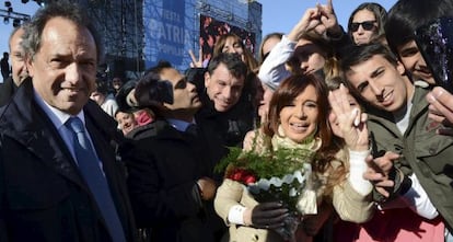 Cristina Fernández de Kichner, con Daniel Scioli.