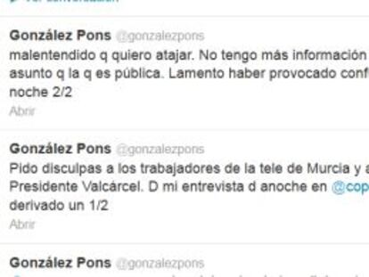 Pons rectifica tras anunciar el cierre de la televisión de Murcia: un “malentendido”