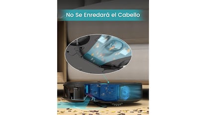 El sistema de este robot aspirador permite succionar más fácilmente el pelo.