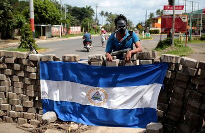 Una barricada en la ciudad de Jinotepe.