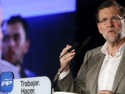 El president del PP i del Govern espanyol, Mariano Rajoy, durant la seva intervenció en la clausura d'un acte del seu partit sobre ocupació jove.