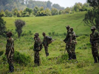 Rebeldes del M23, a las afueras de Goma.