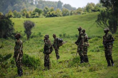 Rebeldes del M23, a las afueras de Goma.