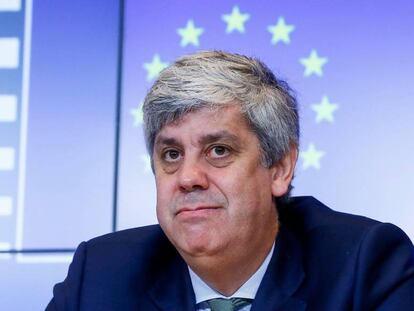 El presidente del Eurogrupo, Mário Centeno, en Luxemburgo este viernes. 