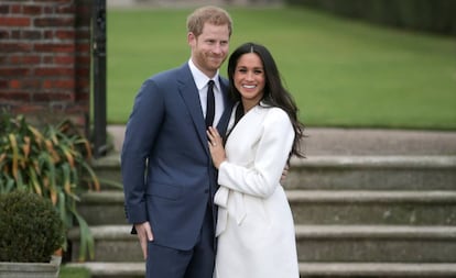 O príncipe Harry e Meghan Markle, no anúncio do noivado, em 27 de novembro de 2017