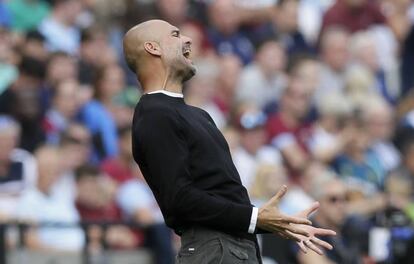 El entrenador del Manchester City, Pep Guardiola, durante el partido de liga el sábado.