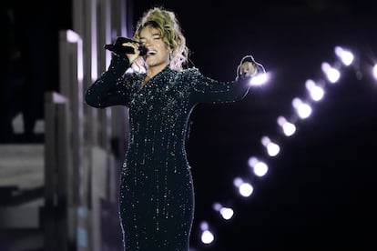 Karol G, durante su concierto del pasado sábado en Roma.