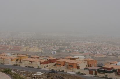 La calima en el Puerto del Rosario (Fuerteventura), el pasado 13 de febrero.