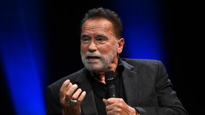 Arnold Schwarzenegger, en una charla en Londres en octubre de 2023.