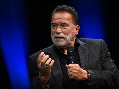 Arnold Schwarzenegger, en una charla en Londres en octubre de 2023.