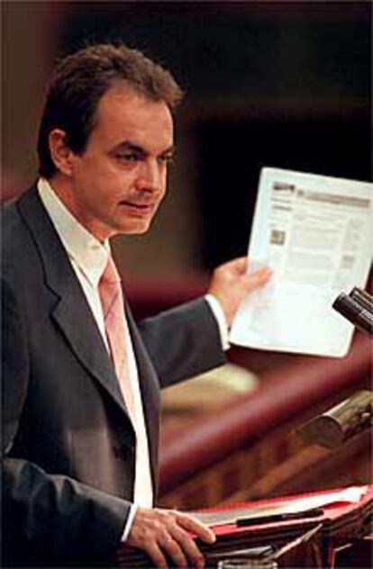 Rodríguez Zapatero, en la tribuna del Congreso.