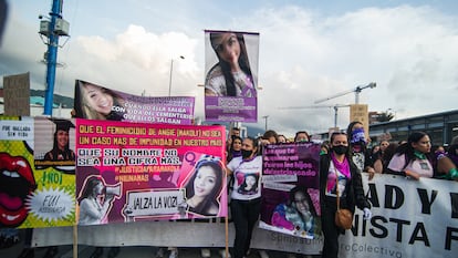 Marcha por el día internacional de la Eliminación de la Violencia Contra la Mujer, en Bogotá.