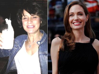 Eunice Huthart, en una foto de su perfil de Twitter, y Angelina Jolie, en una de sus &uacute;ltimas apariciones.