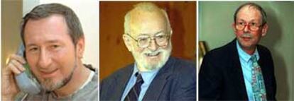 Douglas Osheroff, Paul C. Lauterbur y Robert C. Richardson (de izquierda a derecha).