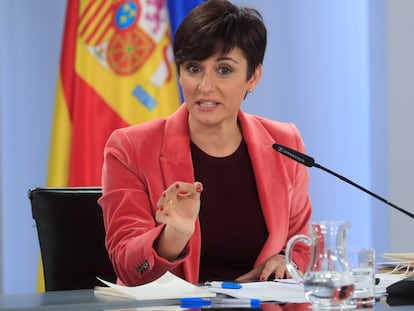 La ministra portavoz del Gobierno, Isabel Rodríguez, este martes, tras el Consejo de Ministros.