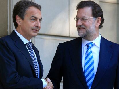 José Luis Rodríguez Zapatero y Mariano Rajoy, el pasado miércoles en La Moncloa.
