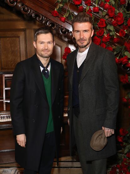 Daniel Kearns y David Beckham en el último desfile de la marca.