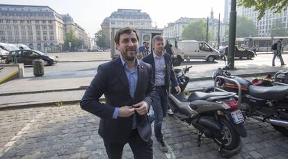 Antoni Comín llega al Palacio de Justicia de Bruselas, este miércoles.