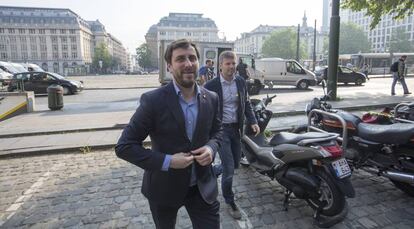 Toni Comín arriba al Palau de Justícia de Brussel·les, aquest dimecres.