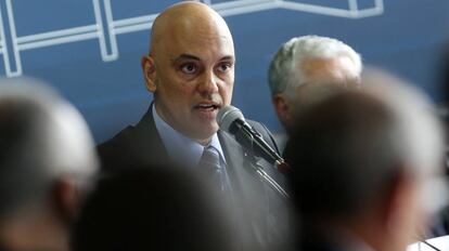 O ministro Alexandre de Moraes no encontro com os secret&aacute;rios.