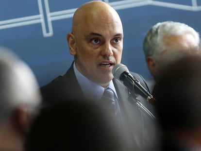 O ministro Alexandre de Moraes no encontro com os secret&aacute;rios.