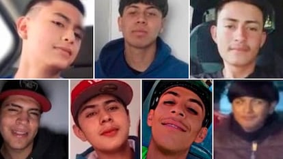 The teenage boys who were kidnapped in the Mexican state of Zacatecas, as seen in images that were shared on social media.