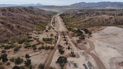 Construction continues for a new train line in northern Mexico, in San Lorenzo, Sonora state, Mexico, Monday, Nov. 13, 2023.