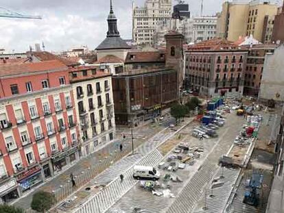 Imagen tomada ayer de las obras de remodelación de la plaza de Soledad Torres Acosta.