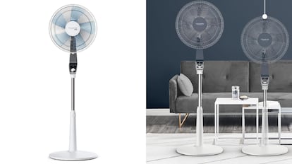 ventilador de pie con mando a distancia.