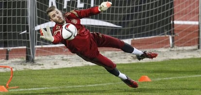 De Gea, en un entrenamiento con la selección.