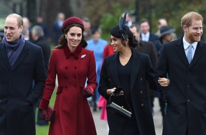 Los duques de Cambridge, con los de Sussex el día de Navidad.