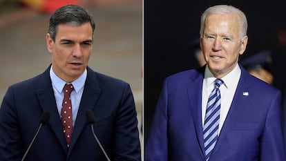 A photo montage of Pedro Sánchez and Joe Biden, both pictured on Wednesday.