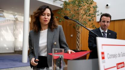 Madrid regional premier Isabel Díaz Ayuso, of the conservative Popular Party (PP), during a news conference on Wednesday.