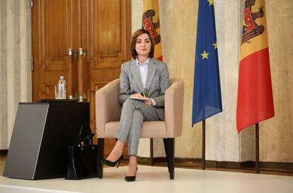 La presidenta electa de Moldavia, Maia Sandu, en una conferencia de prensa en Chisinau, el 30 de noviembre de 2020.