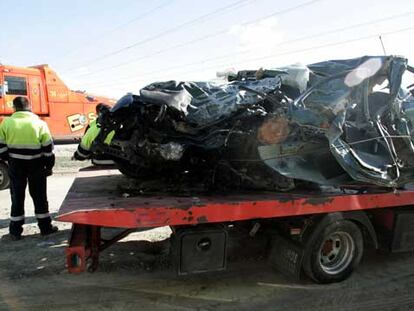Estado en el que quedó el Fiat Brava del accidente de Seseña. Hubo tres muertos.