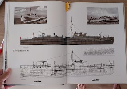 Dibujo y diagrama de una torpedera alemana como la de la novela de Pérez-Reverte