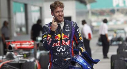 Vettel celebra la pole.