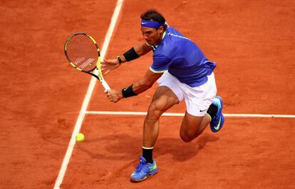 Nadal, durante el partido en la Lenglen frente a Bautista.