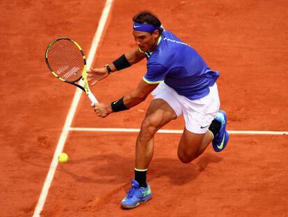 Nadal, durante el partido en la Lenglen frente a Bautista.