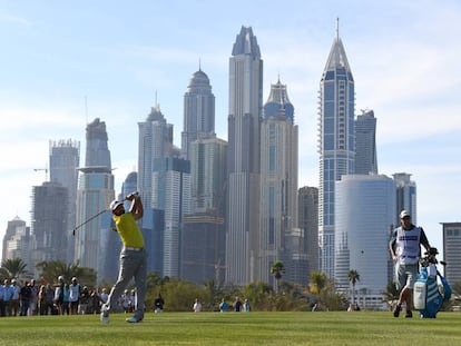 Sergio Garc&iacute;a, en el hoyo 13 del recorrido del domingo en Dubai.