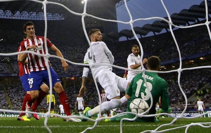 Momento del gol de Sergio Ramos.