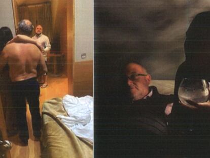 El diputado del PSOE Juan Bernardo de espaldas, semidesnudo, con una prostituta y el confidente.