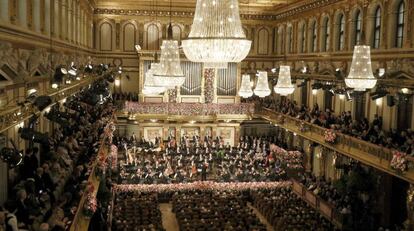 La Filarm&oacute;nica de Viena, en el Concierto de A&ntilde;o Nuevo, este lunes.