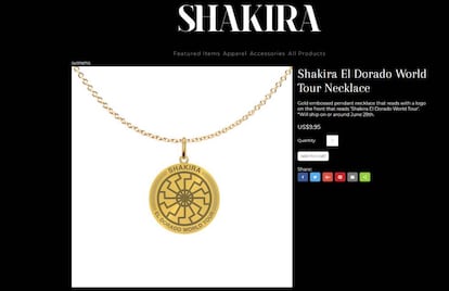 El colgante del sol negro que se vende en la web de Shakira.
